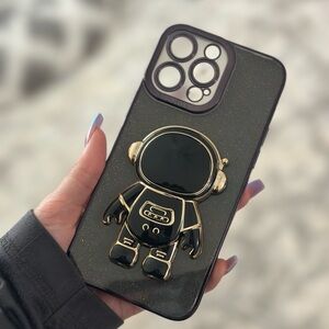 Cute purple and glitter astronaut iPhone 14 Pro Max phone case